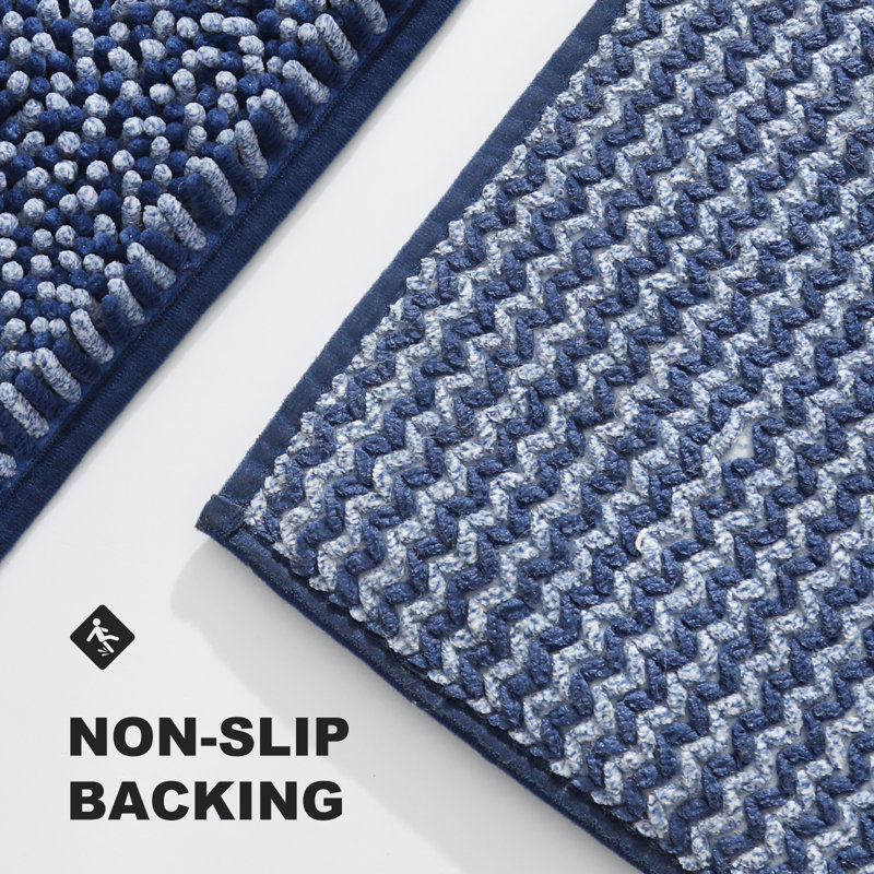 Chenille Non-Slip Bath Rug, 43.2cm W x 61cm L, Blue