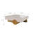 39" Square Modern Metal and Stone Coffee Table with Geometric Legs, Luxury Contemporary Design