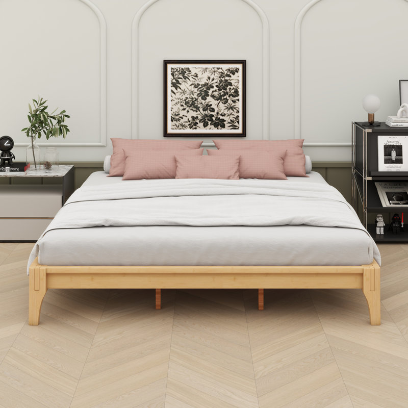 Bamboo Wood Platform Bed Frame, Natural