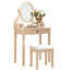 Coiffeuse et tabouret dorés éclatants, 3 tiroirs, miroir en bois ajustable, un véritable bijou avec rangement