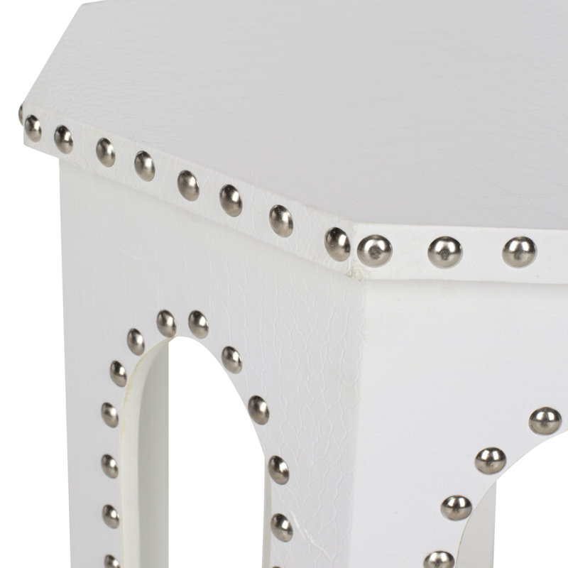 Zane End Table, White Croc