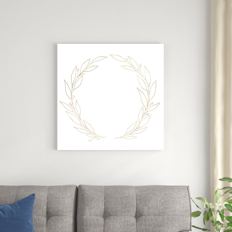 «Wreath in Gold I» par Annie Warren - peinture sur toile tendue, H 30 po x l 30 po