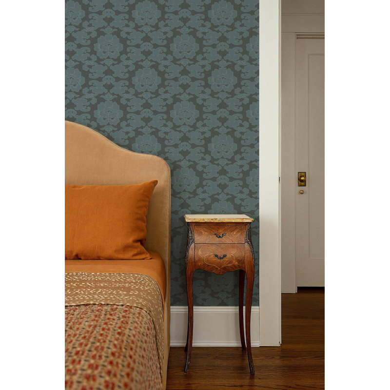 Silken Poppy - Azurite Shadow Wallpaper