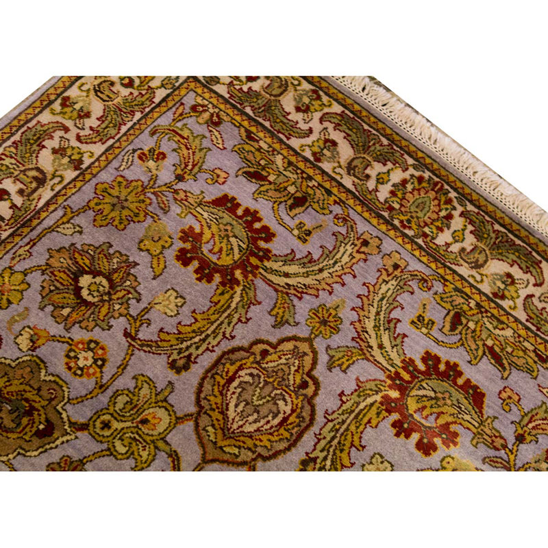 Tapis gris et ivoire noué à la main de haute qualité