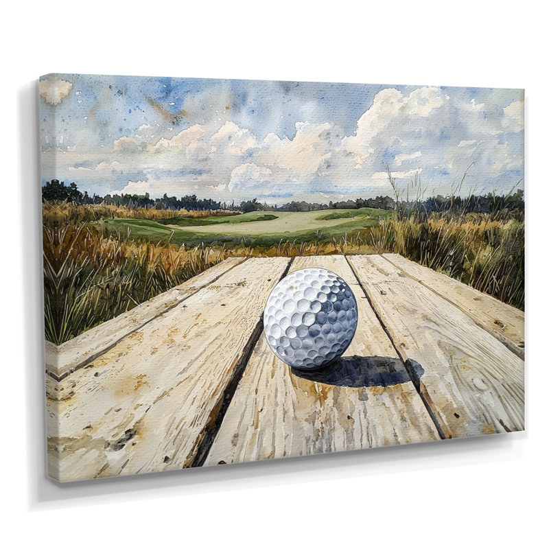 «Greens And Dreams Golf Course Landscape I», art mural golf, H 24 po x l 32 po, Toile tendue sur cadre, Ne s’applique pas