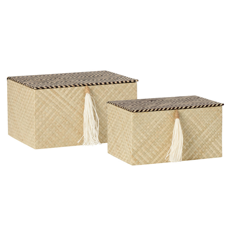 Ensemble de 2 boîtes décoratives en bois faites à la main Comaneci