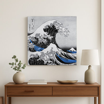 La Grande Vague de Kanagawa (1831) — Tableau mural carré en métal