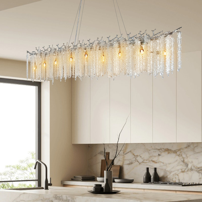 Lustres en cristal Erdenheim, Argent argent, H 15,7 po x l 60 po x P 16,2 po