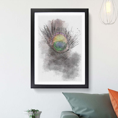 Purple Peacock Feather in Abstract - Picture Frame Graphic Art Print