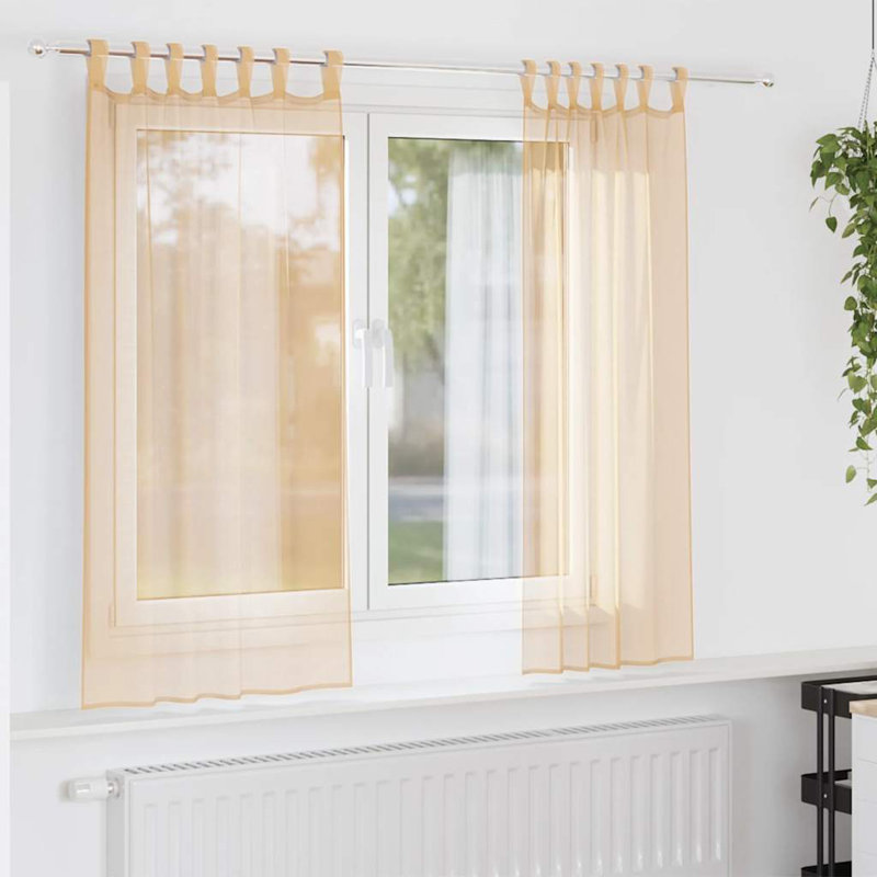 Voile Curtains With Tab Top 2 Pcs, Sand, 140cm Width x 140cm Drop