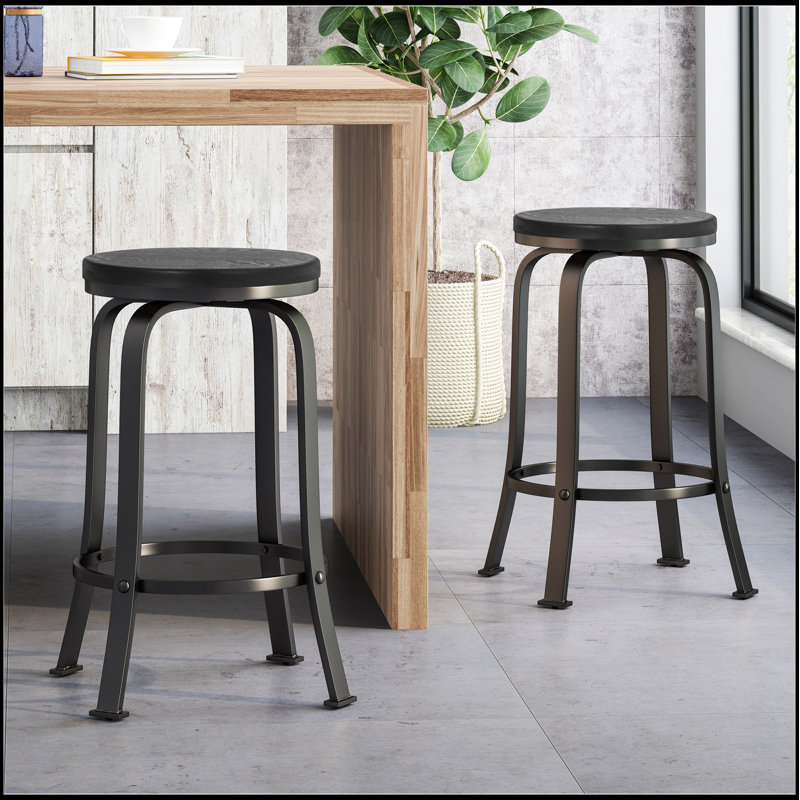 Ensemble de 2 tabourets de comptoir pivotants à hauteur réglable avec capitonnage à losanges et repose-pieds intégré, parfait pour les cuisines et les bars modernes