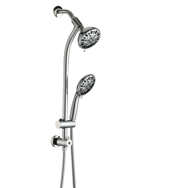 Douche de pluie 5 pouces et 7 jets avec glissière de 26 po, installation facile, angle réglable, buses, débit stable de 1,8 gal / min, commande manuelle