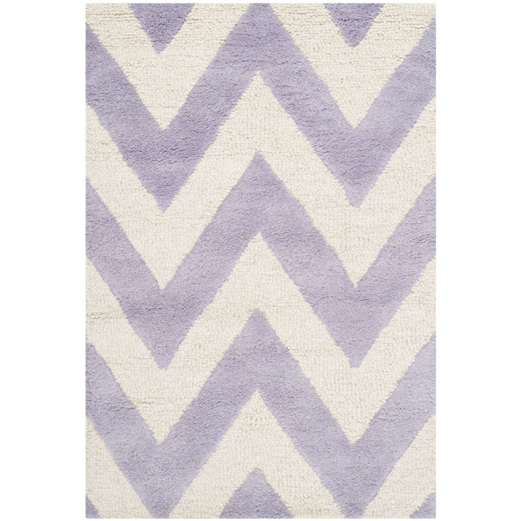 Tapis lavande / ivoire en laine touffeté à la main Sanyla