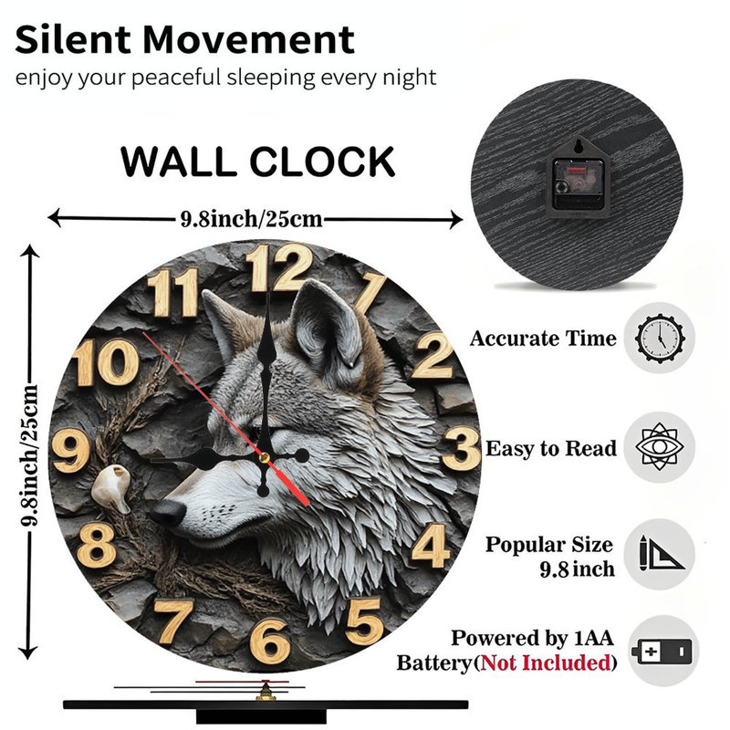 Horloge murale tête de loup