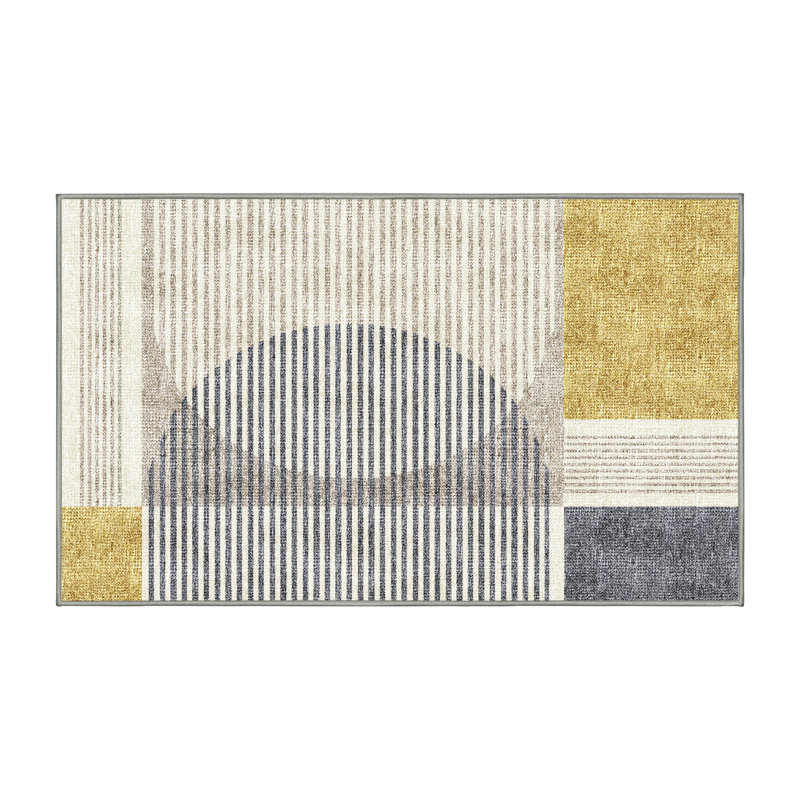 Marcio Abstract Machine Made Hand Loomed Chenille/Polyester Area Rug in Beige/Gray, Runner 2' x 4'