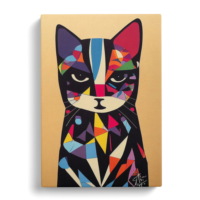 Colourful Abstract Cat Vol.4 - Wrapped Canvas, 60cm H x 40cm W x 3cm D