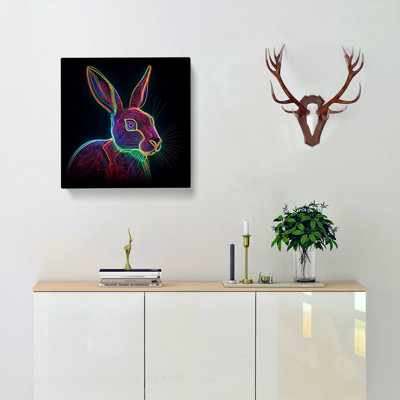 Hare Neon No.1 - Wrapped Canvas