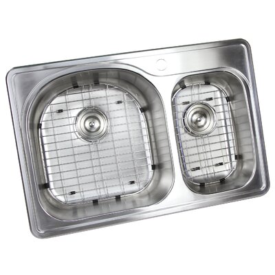 Topmount 33"" x 22"" Double Basin Drop-In Kitchen Sink -  eModern Decor, ALTO-7030-1-PK