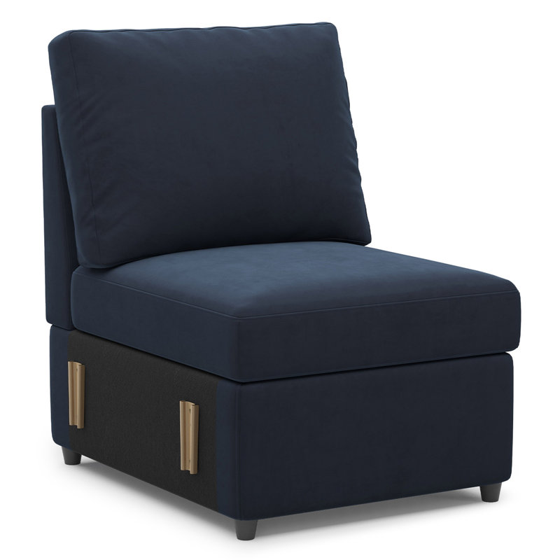 Rafael Armless Chair Single Seat Module For Modular Sectional Sofa, Blue Velvet