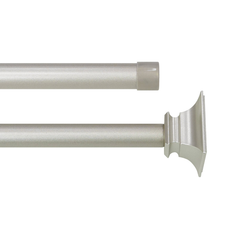 3/4" & 5/8" Drapery Double Curtain Rod Set with End Cap finials_Silver, 3.1" H x 40.7" W x 3.9" D