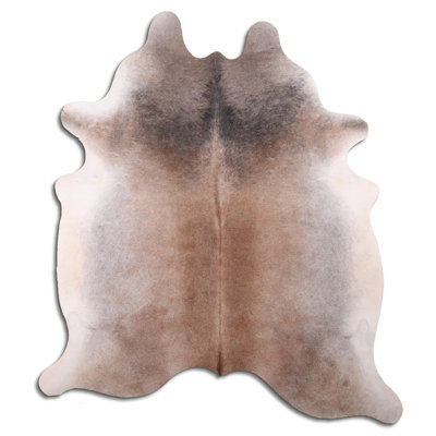 Custom Genuine Tan Grey Cowhide Rug