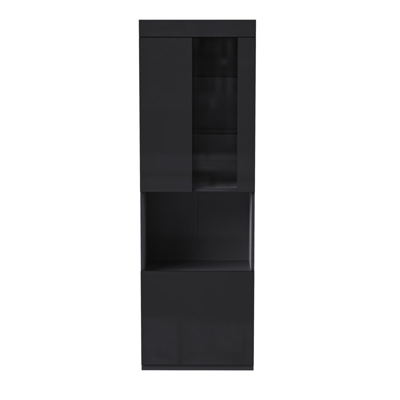 Armoire de rangement brillante avec lumières DEL ON-TREND, Noir