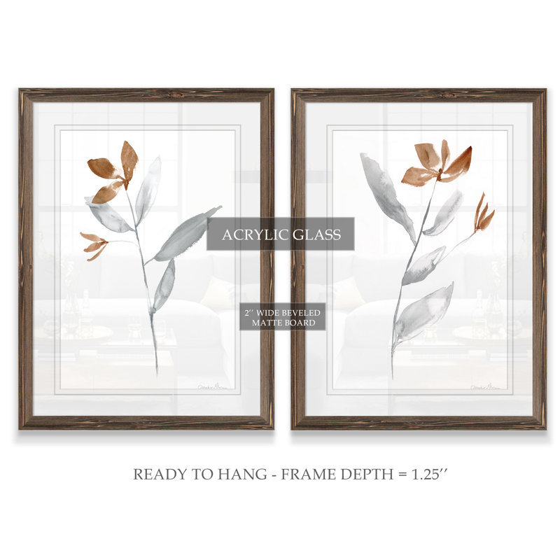 «Simple Stem I» par Vincent Van Gogh - ensemble de 2 reproductions d'art, H 24 po x l 18 po x P 1,25 po, Blanc