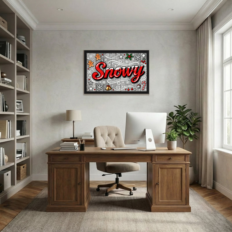 Motif décoratif de Noël enneigé sur fond en bois