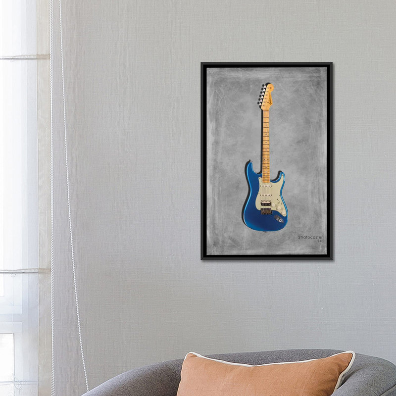 « garde-boue stratocaster 57 », impression sur toile tendue, H 26 po x l 18 po x P 1,5 po, Toile avec cadre noir
