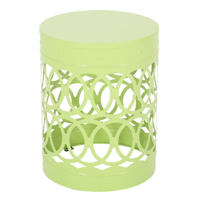 Large Outdoor Metal End Table. Modern Iron Cut Side Powder-coated Iron. No Assembly Required. 18.53 In. Height. 14.12 Width. Depth Frame. 14.12" X 18.53". 4.59 Lb. Weight
