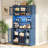70.9" Navy Blue Rustic Kitchen With Power Outlets, Wine Bottle Storage, And Led Strip For Living Space Cabinet Dining Room-409773970