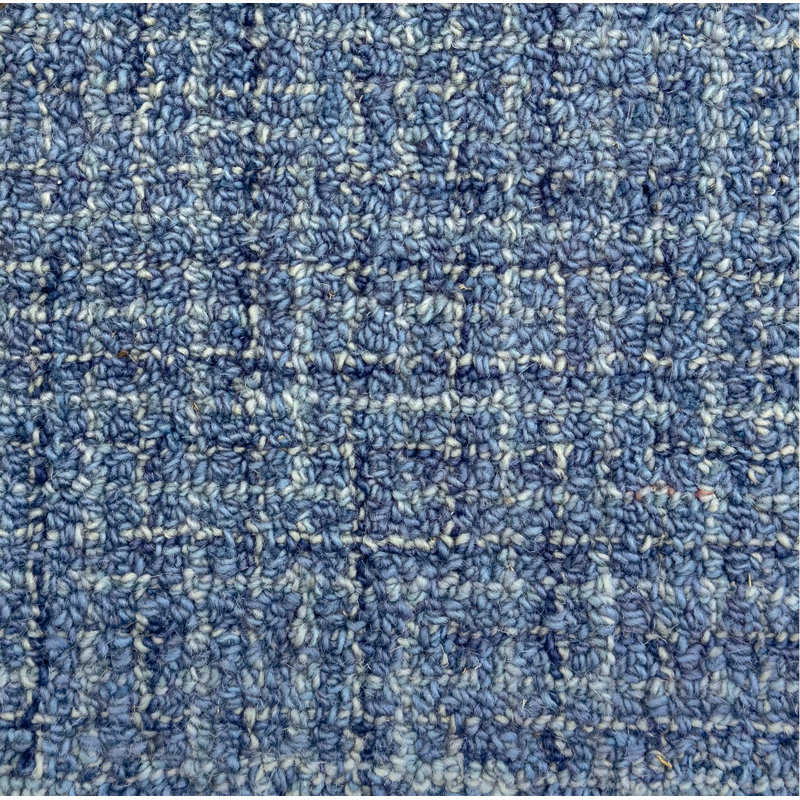 Bryn Hand Tufted Wool Abstract/Houndstooth Area Rug in Indigo/White, Rectangle 5'6" x 8'6"