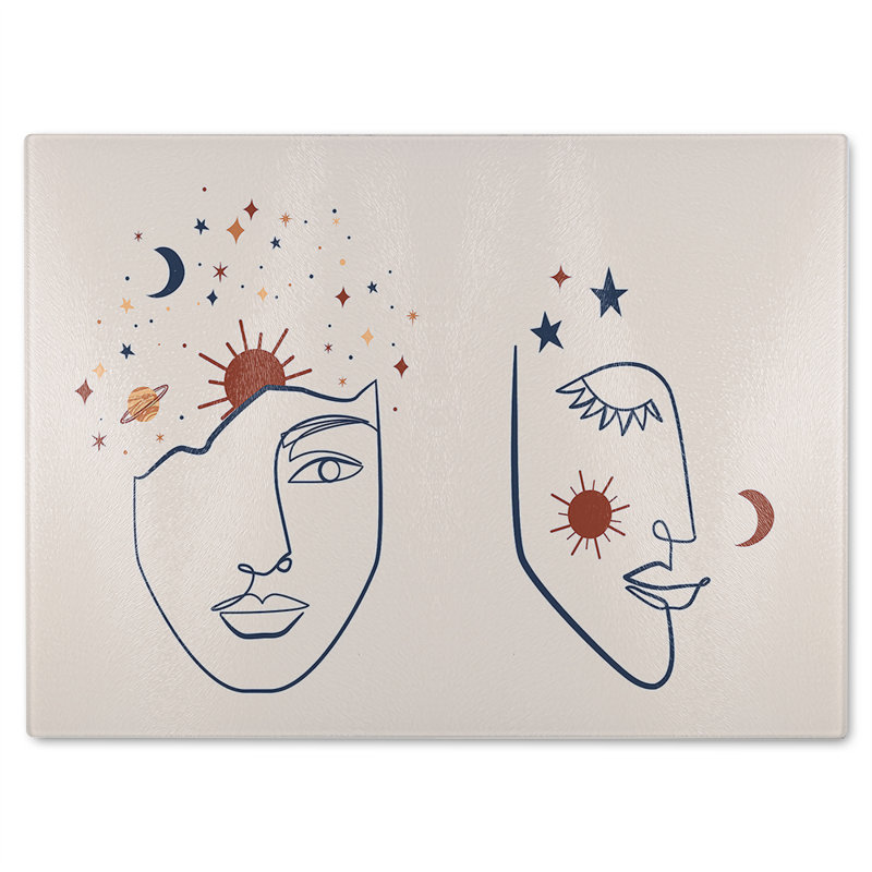 Celestial elements like stars, moon, sun and planets Designer Glass Chopping Board