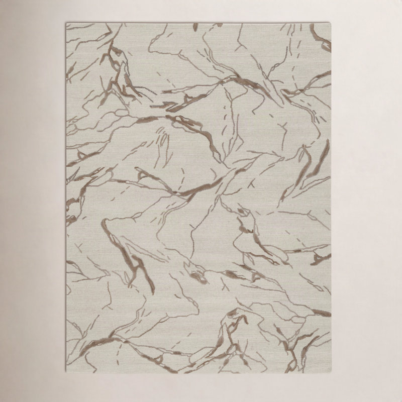 Dannie Ada Hand-Tufted Wool Abstract Area Rug, Rectangle 7'9" x 9'9", Ivory