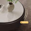 Table basse ronde noire et blanche en bois manufacturé
