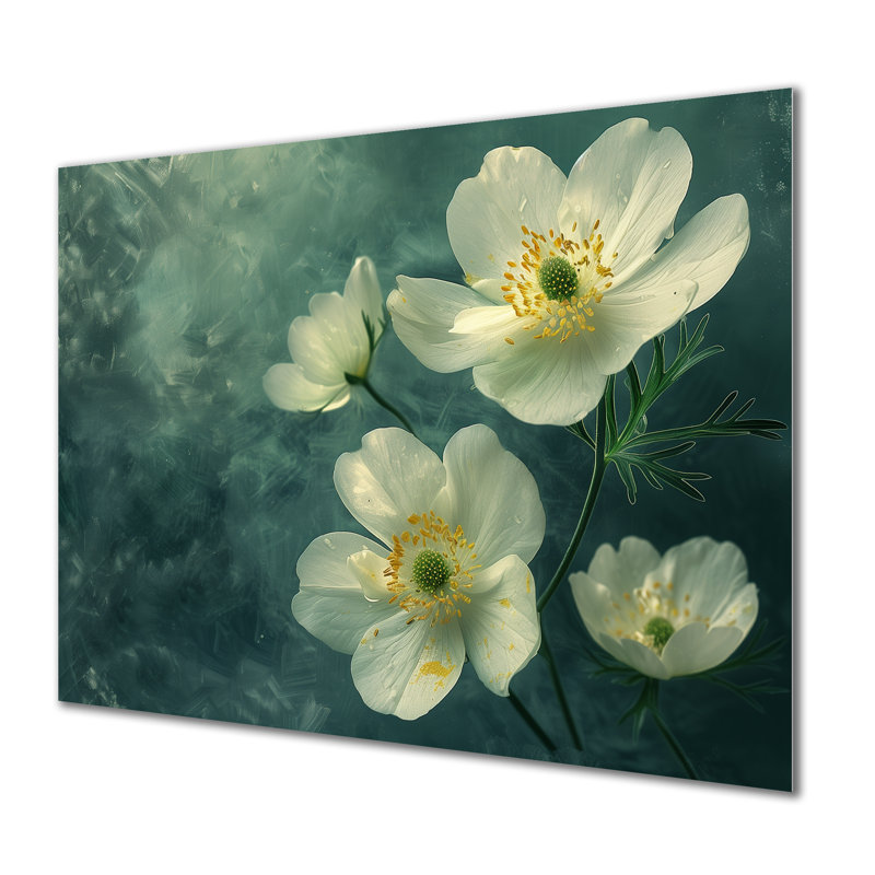 Blanc, blanc, bouton d'or, réflexion, boutons d'or, salon, Métal métal, 16" H x 32" W