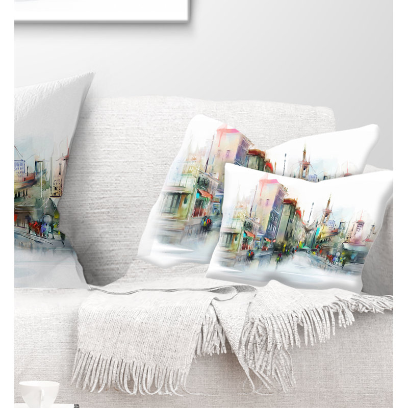 Coussin lombaire "cityscape illustration of city street"