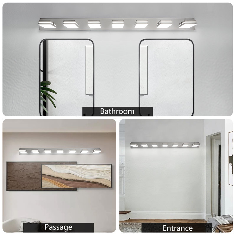 Dimmable LED Vanity Light Fixture 5500K, Chrome, 7 Lights