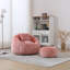 Fauteuil à billes rose de loisirs simple, coussin de haute qualité, tissu indépendant et chenille, mousse à mémoire de forme véritable, sac rond facile à installer sans assemblage