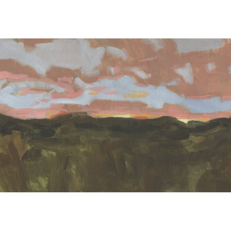Sunset In Taos II - Painting, 81 cm H x 122 cm W, Black Floater Frame