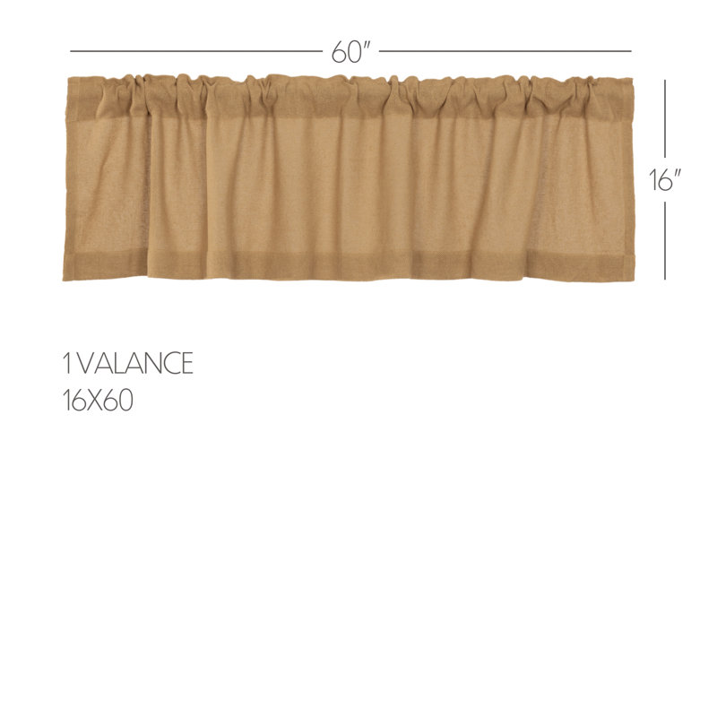 Roxane Cotton Tailored Window Valance, 60" W x 16" L, Natural