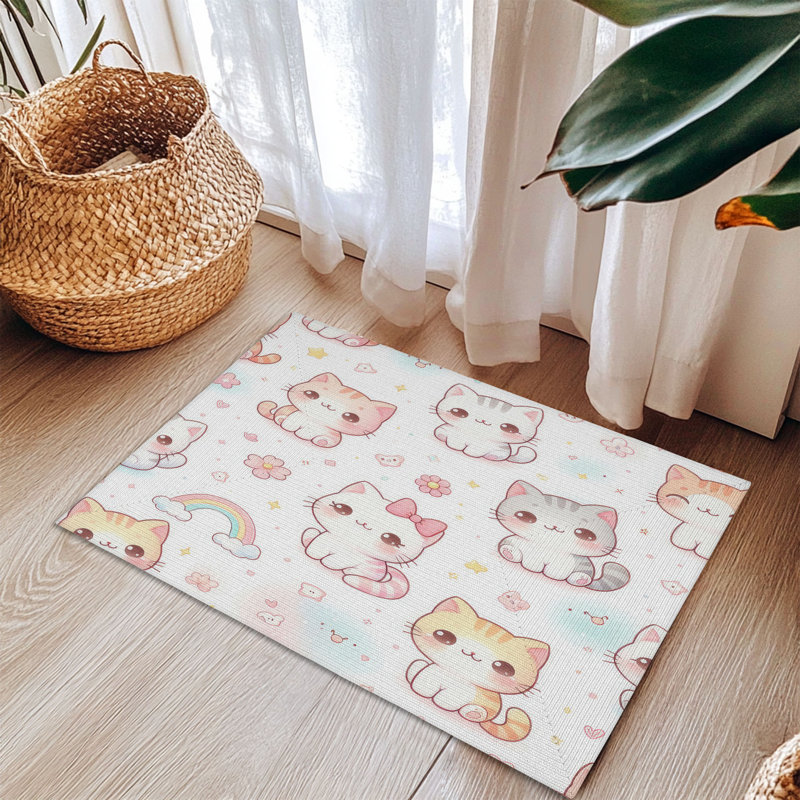 Tapis tressé Pastel Meow, Rectangulaire 3 pi x 5 pi