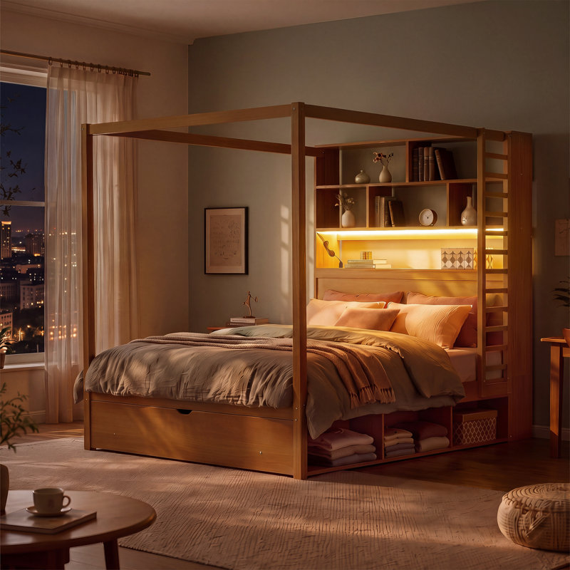 Bed, Full / Double, Walnut