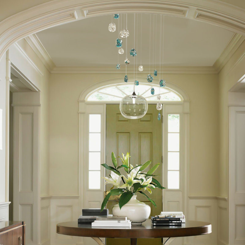 Luminaire suspendu Capri, Noir, Aquamarine