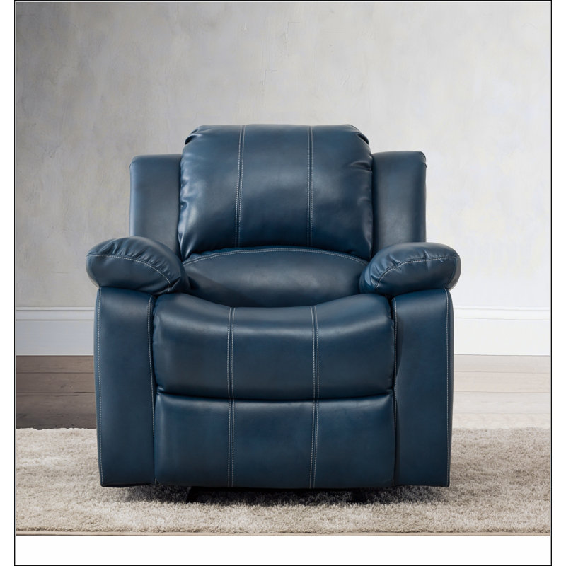 Fauteuil inclinable en cuir bleu marine Charlotte
