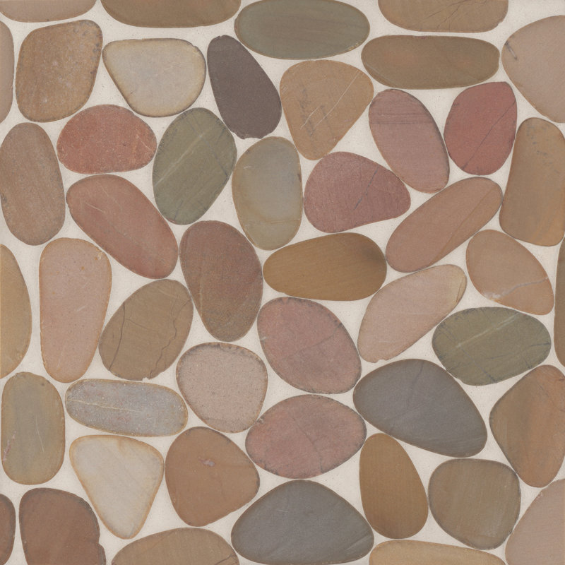 Waterbrook 12" x 12" Jumbo Sliced Pebble Mosaic Tile in Brown/Gray