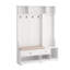 Arbre d'entrée polyvalent avec banc d'entrée en lin amovible, portemanteau, tablettes de rangement et panneau perforé pour le couloir, le salon-271329912