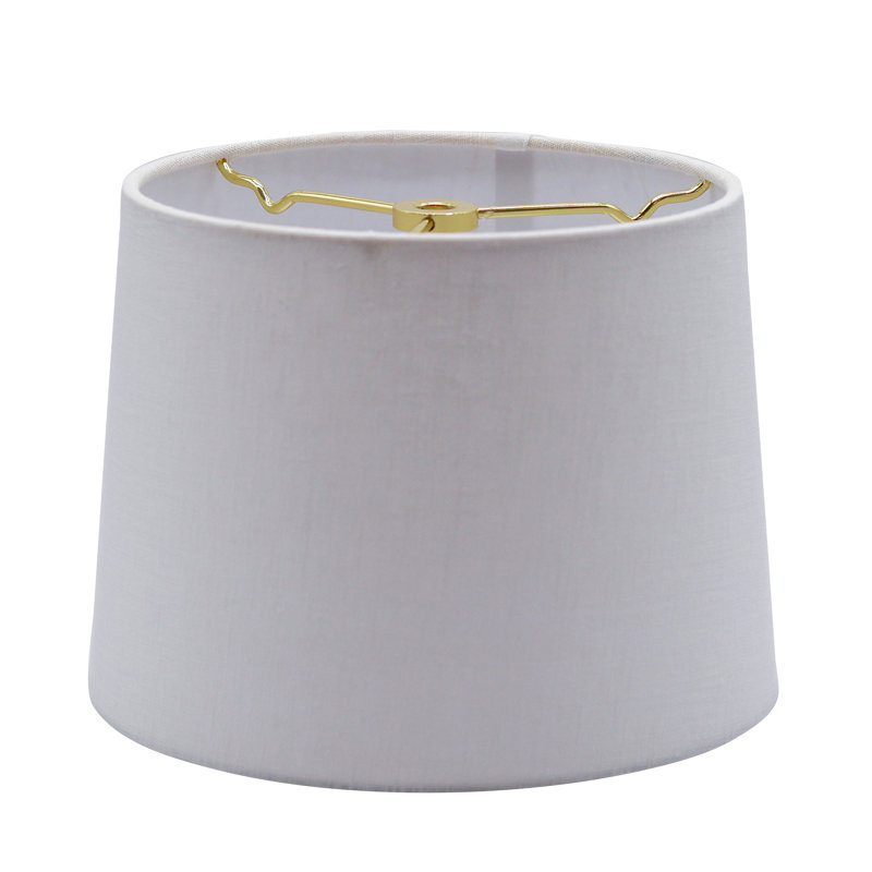 White Linen Hardback Drum Lampshade, 9" Top, 8'' H x 10'' W x 9'' D