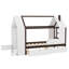 Lit plateforme simple avec tiroirs et tablettes, construction en bois massif, design enfantin, finition blanche et espresso-183097065