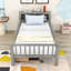Lit plateforme simple en bois avec 2 tiroirs et tête de lit-705629708